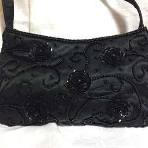 LA REGALE BLACK BEADED EVENING BAG